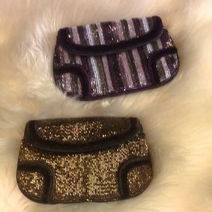 2 Liz Claiborne Vintage Beaded Mini Clutch Bags